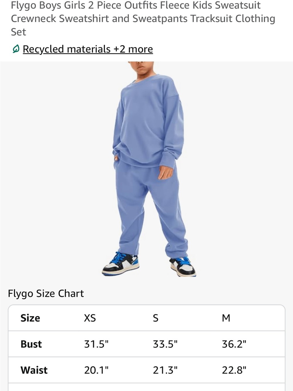 Kids Blue Fleece One-Piece Pajama Set - Crewneck Sweater & Jogger Pants